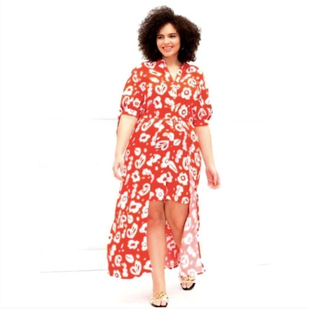 ELOQUII Elements Stencil Print Walk-Through Maxi Romper 20 NWT